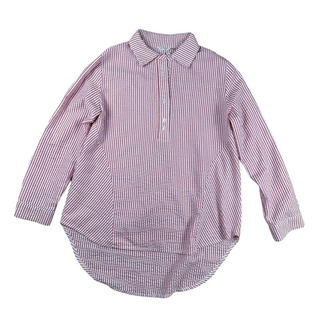Kaktus Striped Long Sleeve Collared Top